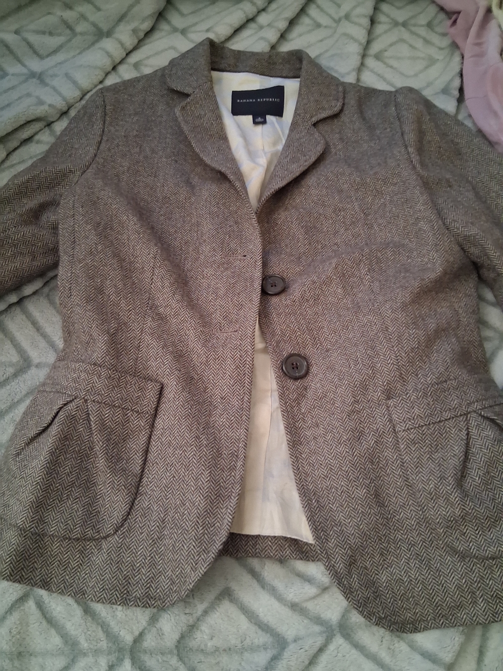 Banana Republic Women's Herringbone Taupe Blazer